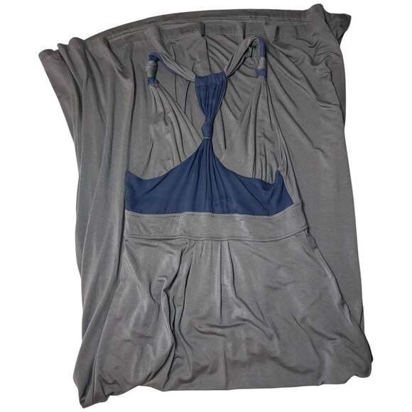 Banana Republic Dresses & Skirts - Banana Republic Grey Navy Blue Stretch Knit Halter Maxi Dress